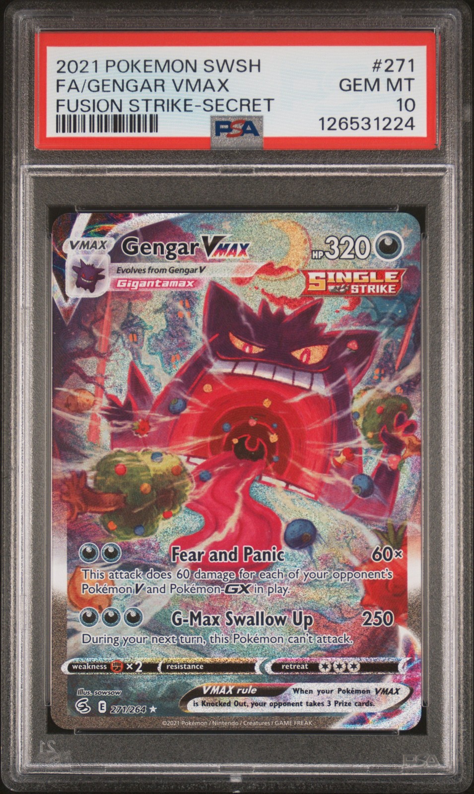 2021 Pokemon Sword & Shield Fusion Strike Full Art/Gengar Vmax Secret 271