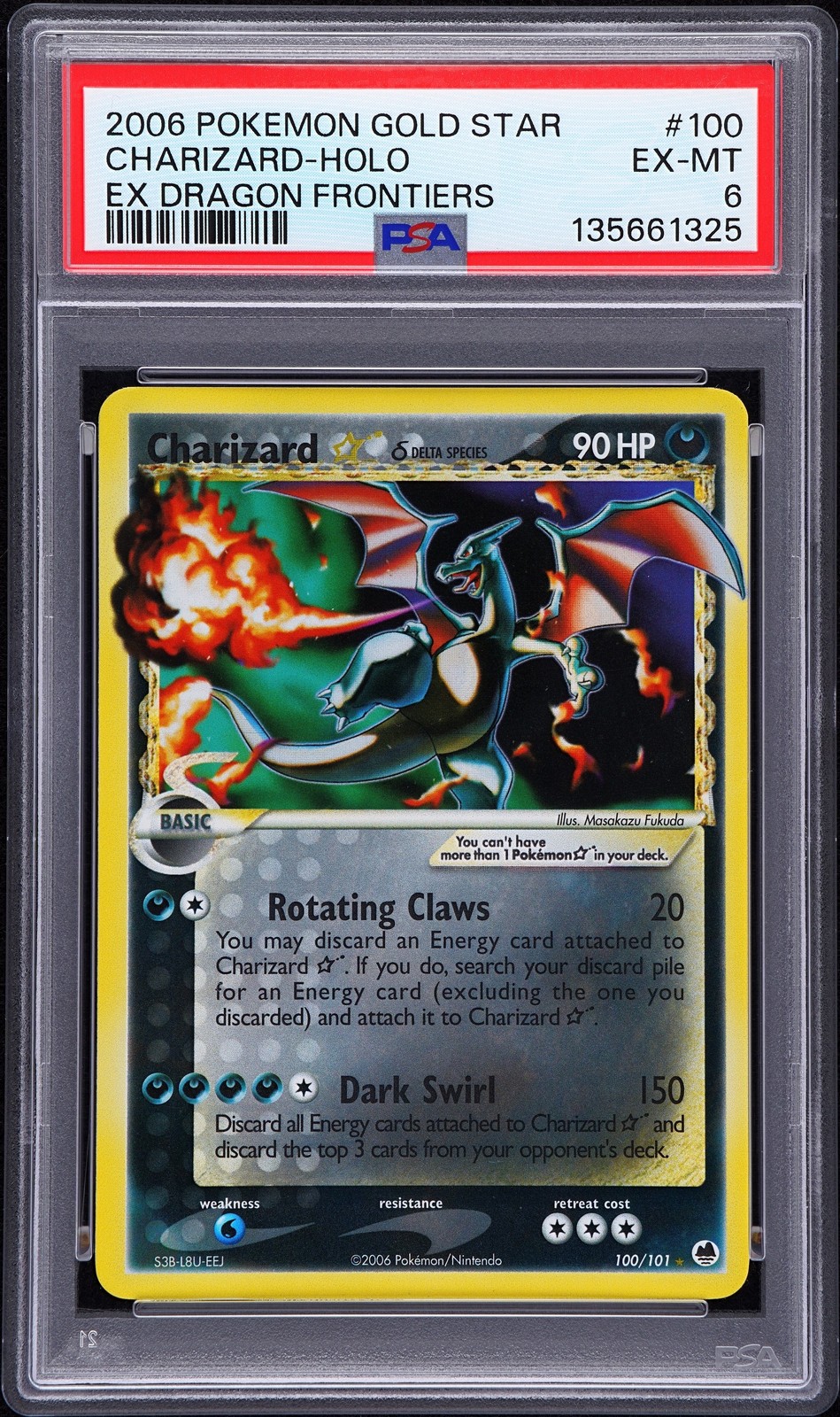 2006 Pokemon EX Dragon Frontiers Charizard-Holo Gold Star 100