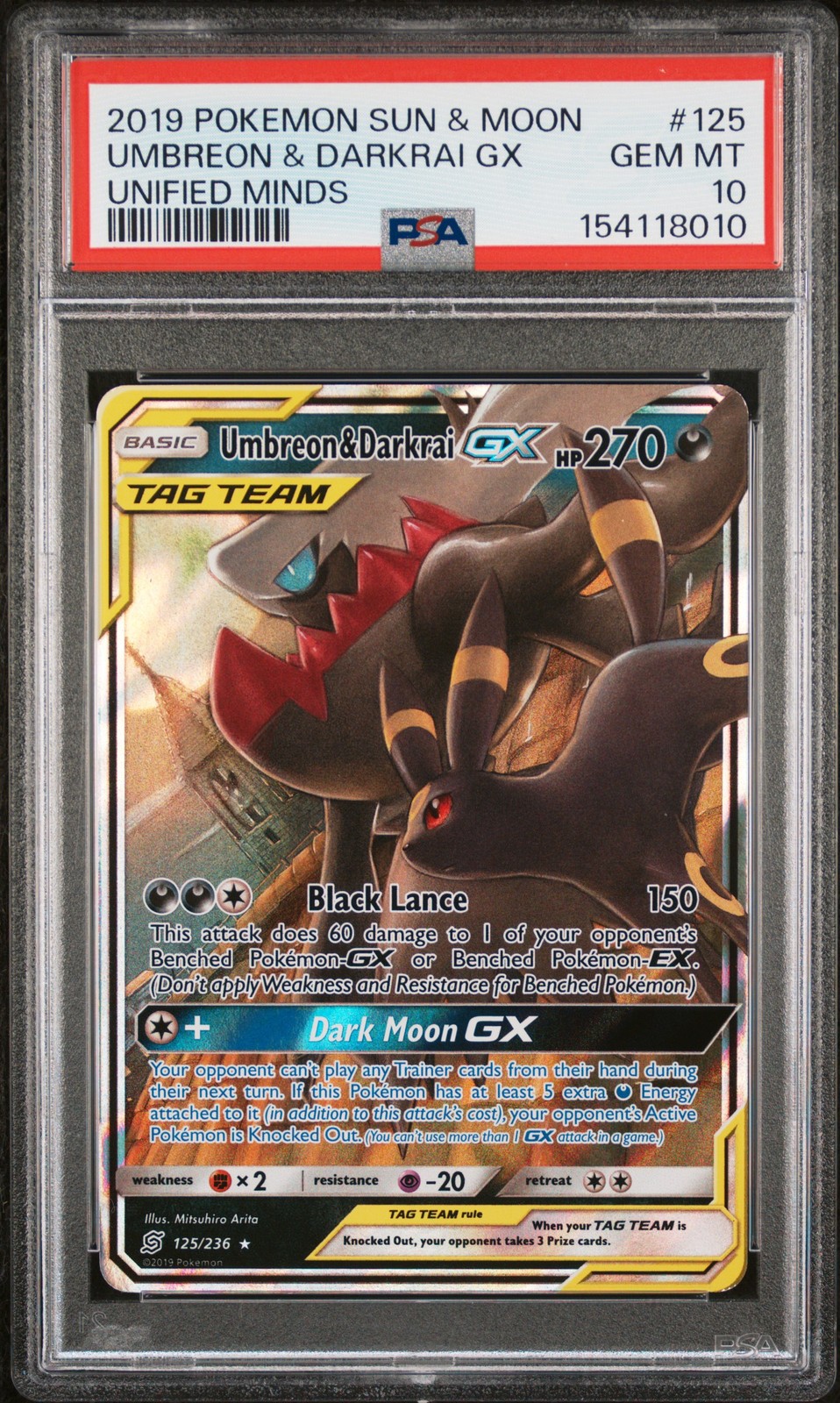 2019 Pokemon Sun & Moon Unified Minds Umbreon & Darkrai GX 125