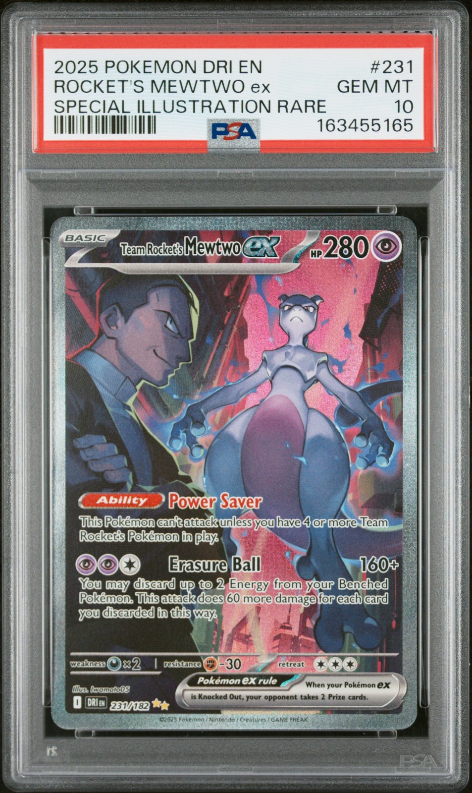 2025 Pokemon Dri EN-Destined Rivals Team Rocket's Mewtwo EX Special Illustration Rare 231