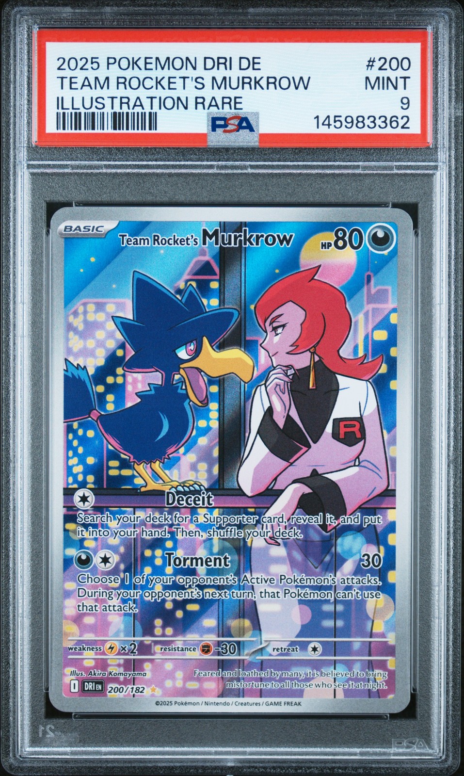 2025 Pokemon German Dri de-Destined Rivals Team Rocket's Murkrow Illustration Rare 200