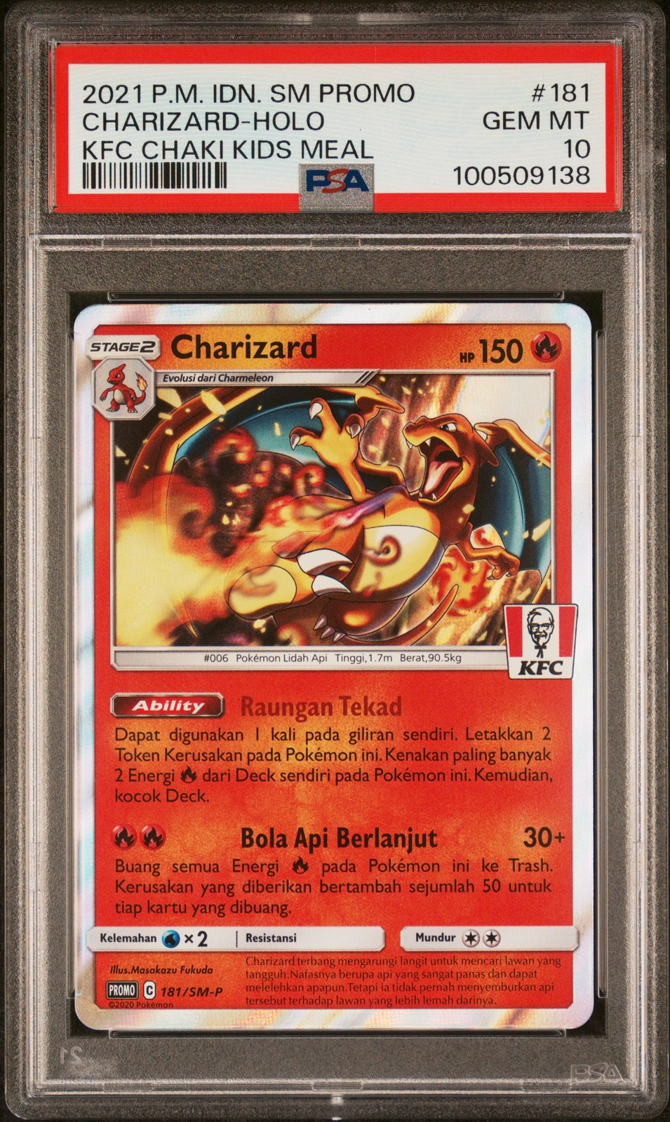 2021 Pokemon Indonesian SM Promo Charizard-Holo Kfc Chaki Kids Meal 181