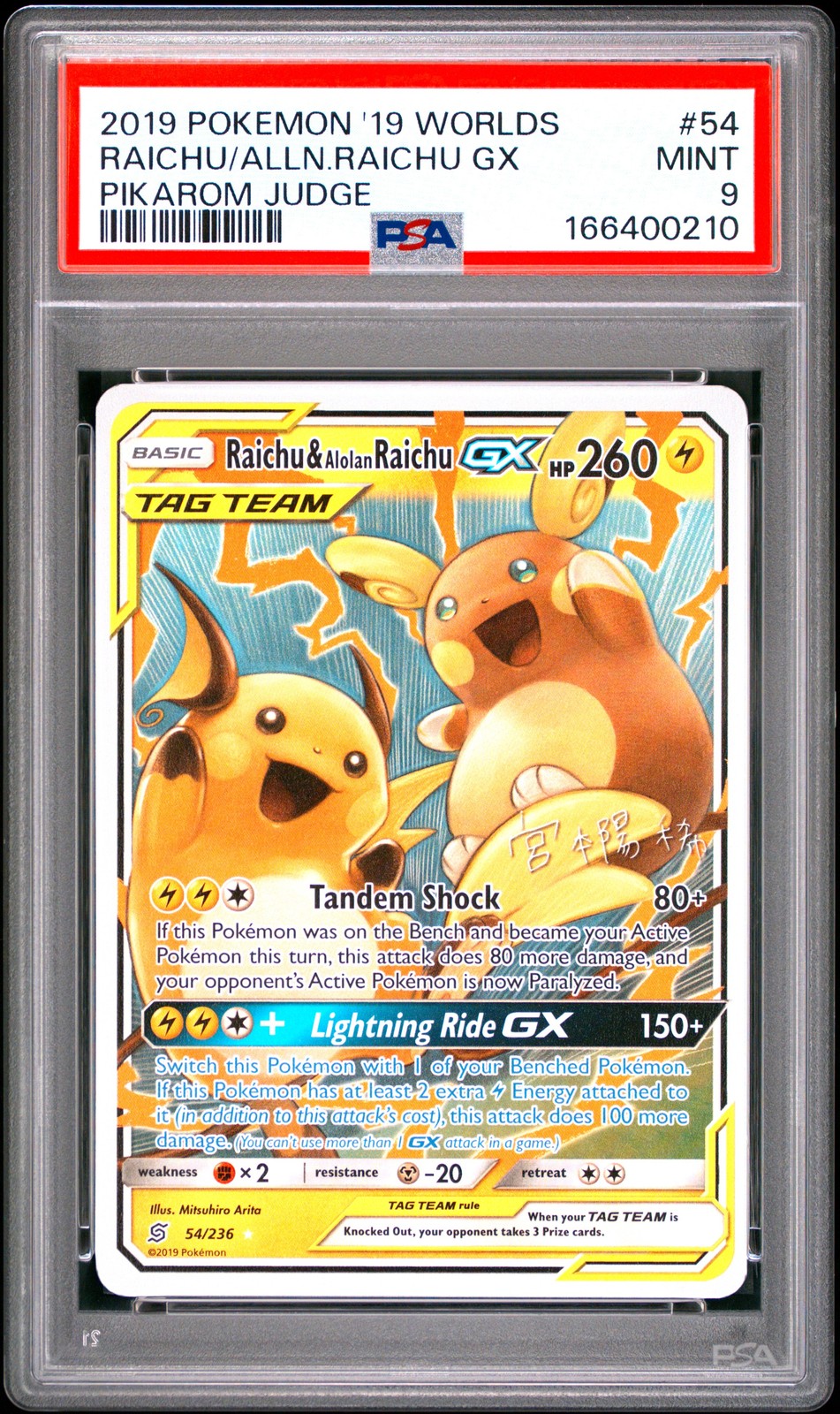 2019 Pokemon 2019 World Championships Deck: Pikarom Judge Raichu & Alolan Raichu GX 54