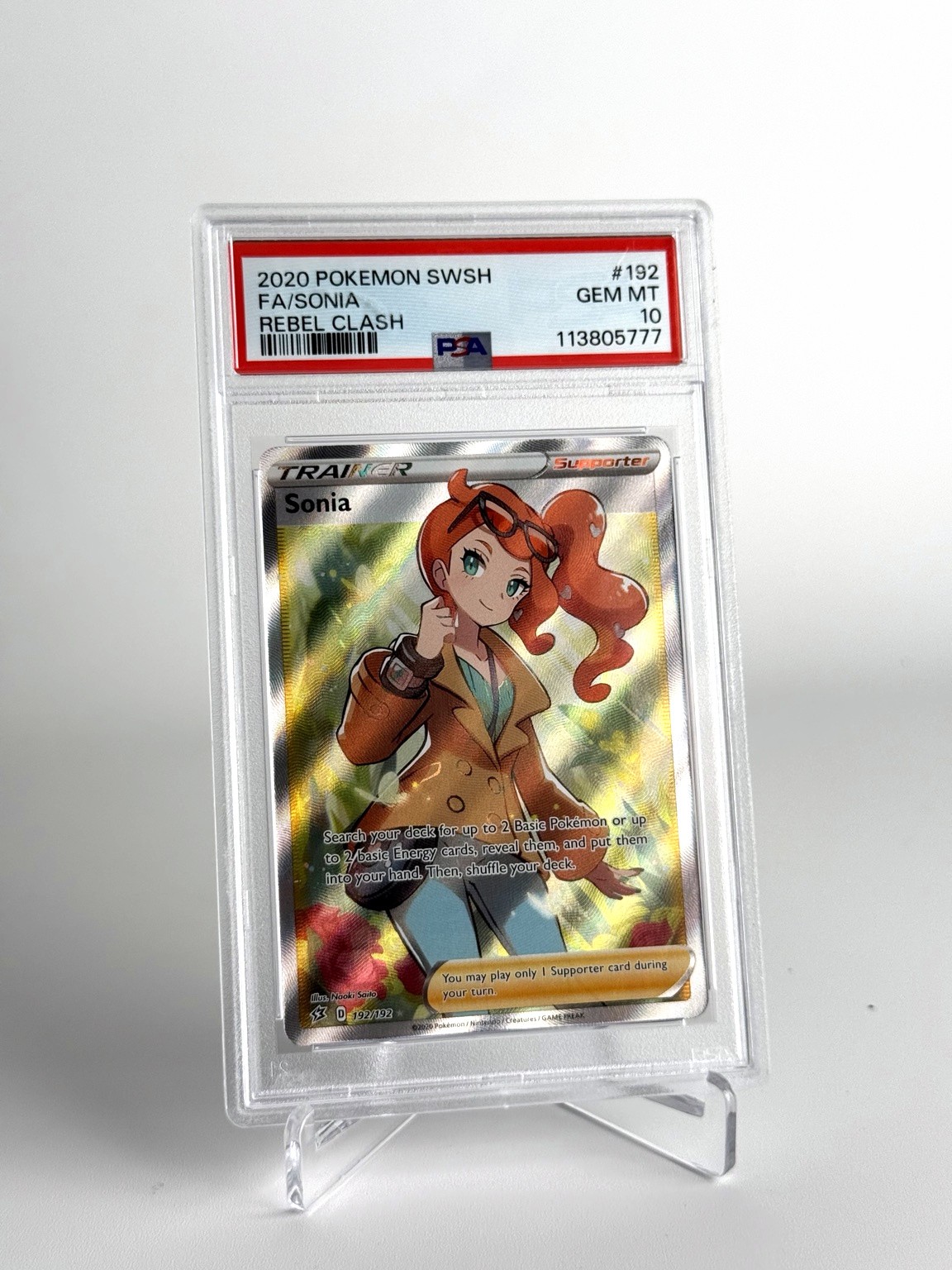2020 Pokemon Sword & Shield Rebel Clash Full Art/Sonia 192