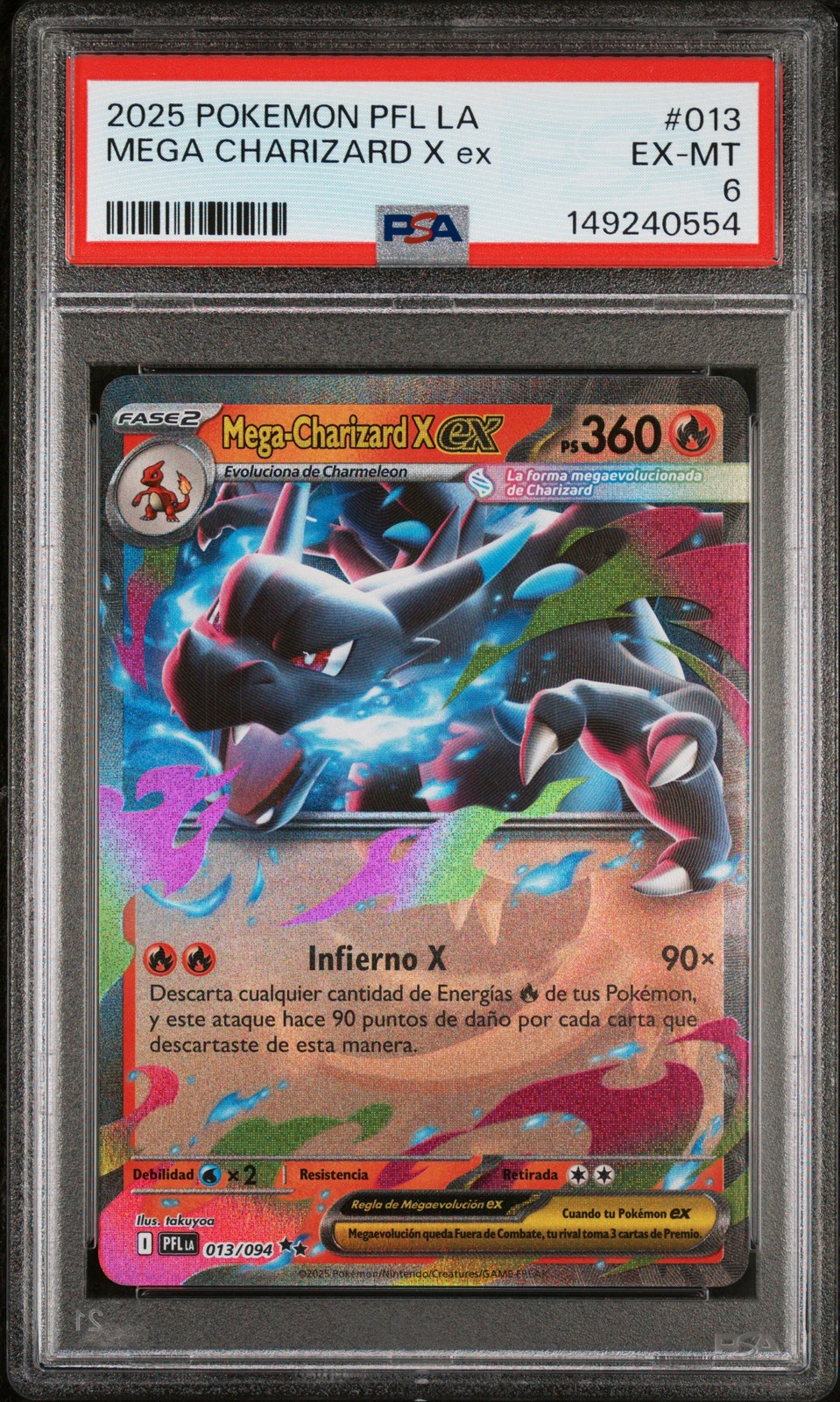 2025 Pokemon Latin American Pfl La-Phantasmal Flames Mega Charizard X EX 013