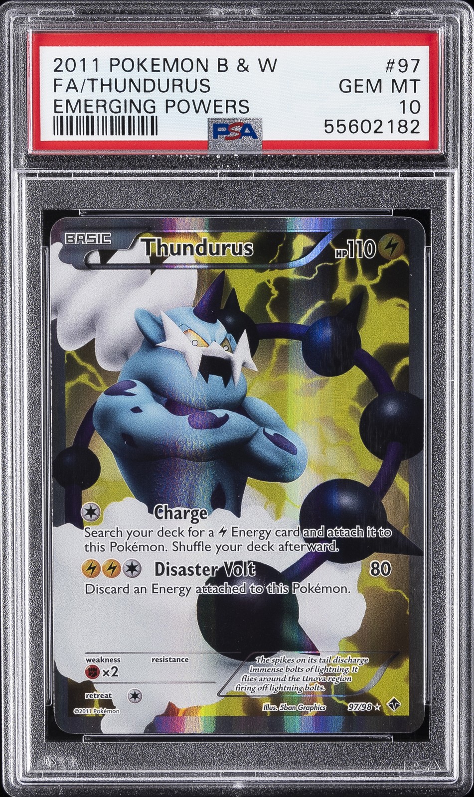 2011 Pokemon Black & White Emerging Powers Full Art/Thundurus 97
