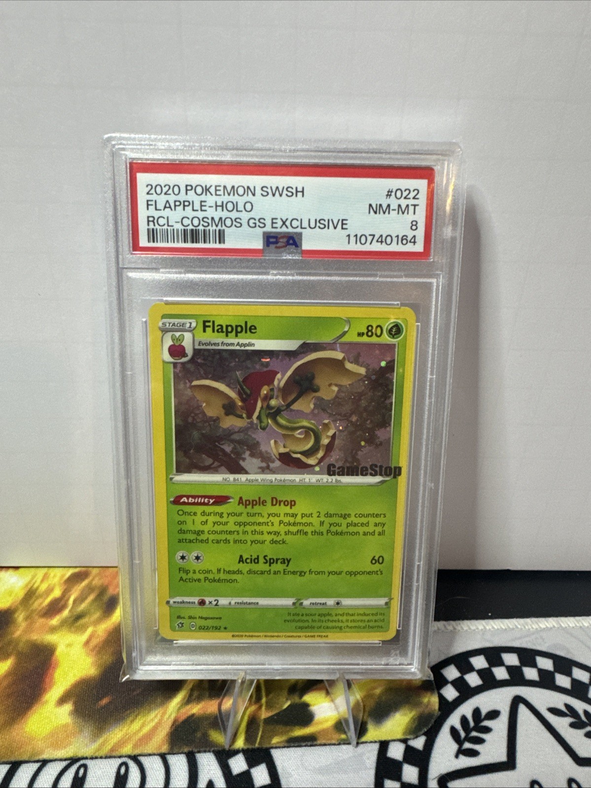 2020 Pokemon Sword & Shield Rebel Clash Flapple-Holo Cosmos Gamestop Exclusive 022
