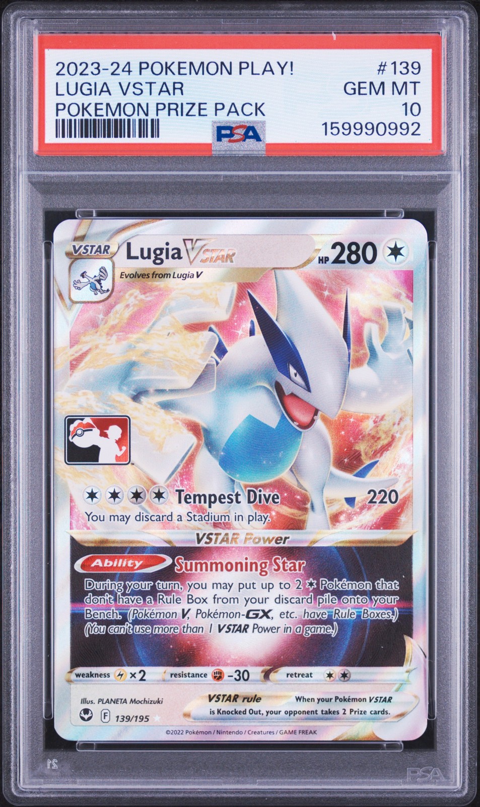 2023-2024 Pokemon Play! Pokemon Prize Pack Lugia Vstar 139