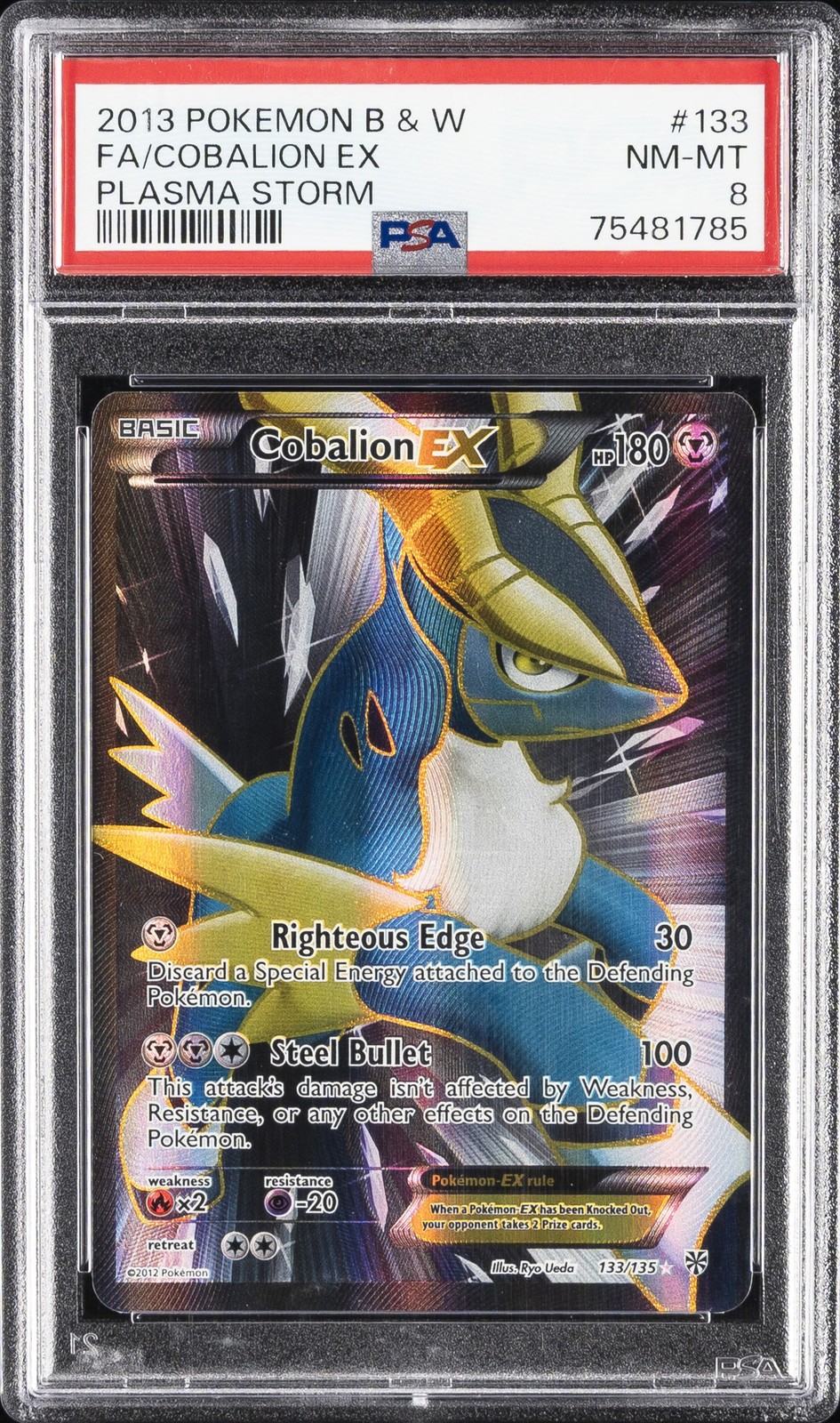 2013 Pokemon Black & White Plasma Storm Full Art/Cobalion EX 133