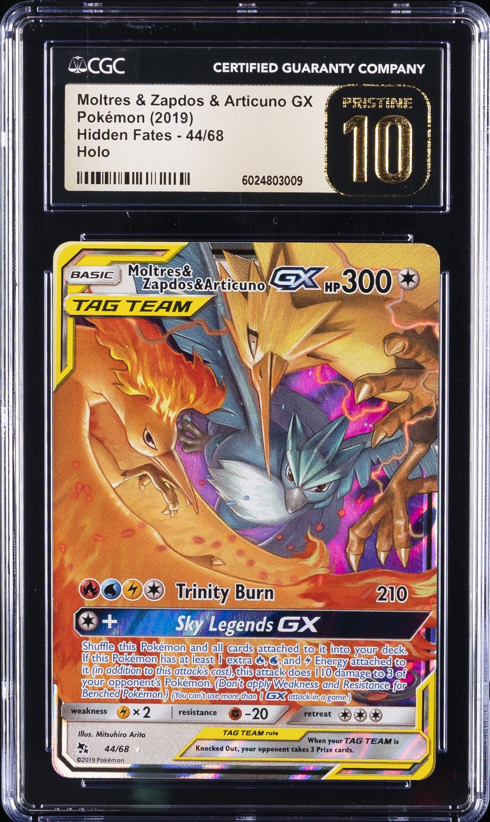 2019 Hidden Fates - English Moltres & Zapdos & Articuno GX Ultra Rare Holo 44/68