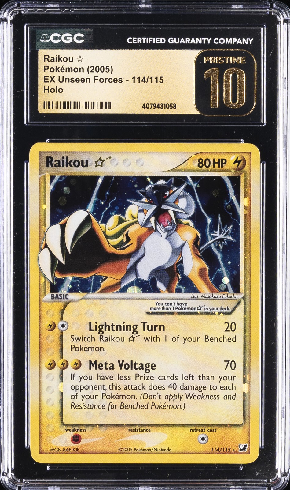 2005 EX Unseen Forces - English Raikou ☆ Ultra Rare Holo 114/115