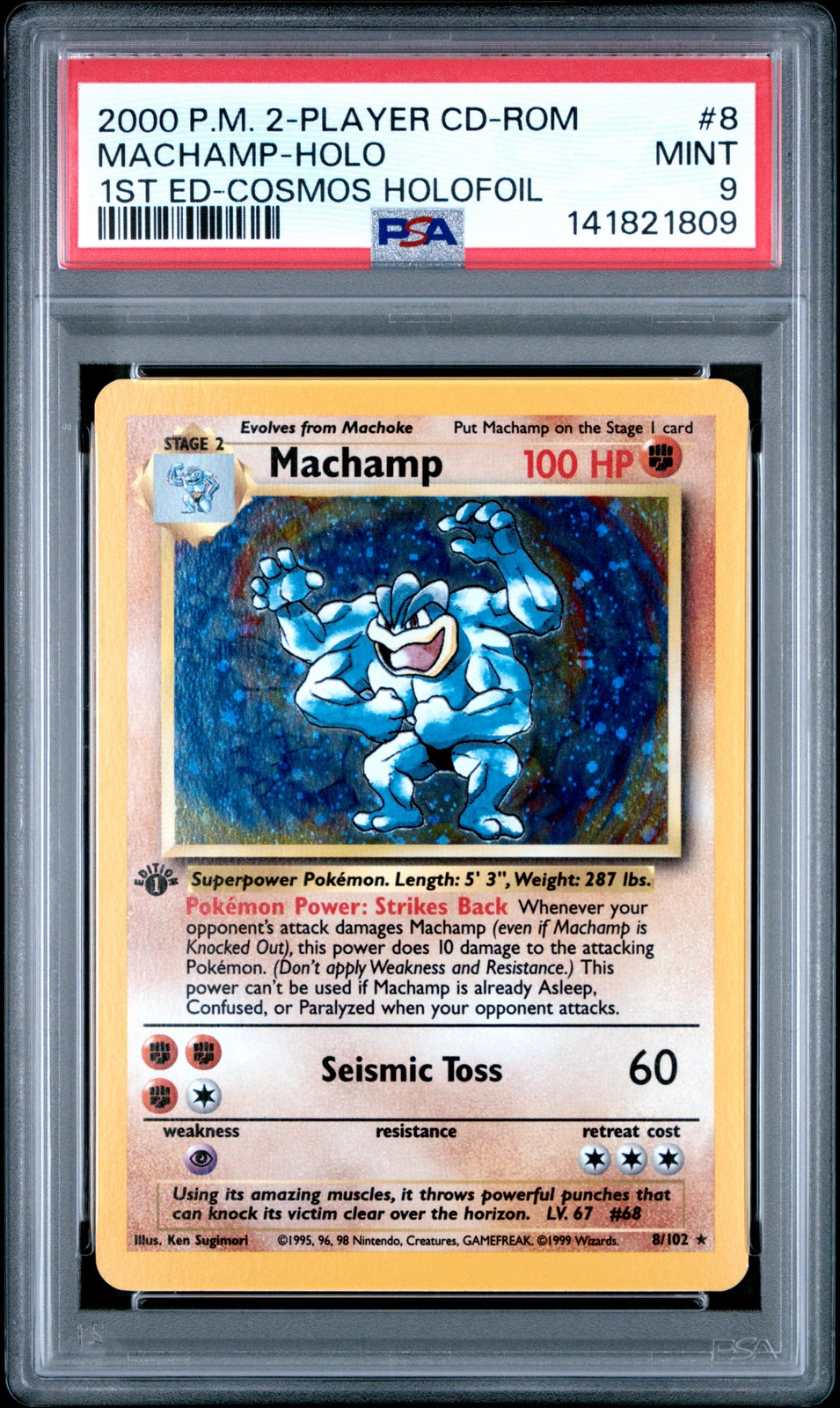 2000 Pokemon 2-Player CD-Rom Starter Set Machamp-Holo 1st Edition Cosmos Holofoil 8