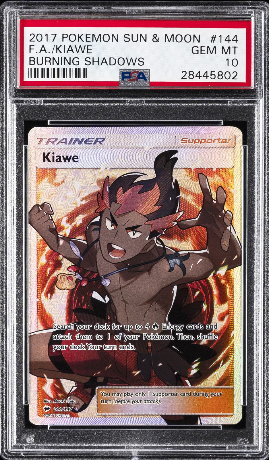 2017 Pokemon Sun & Moon Burning Shadows Full Art/Kiawe 144