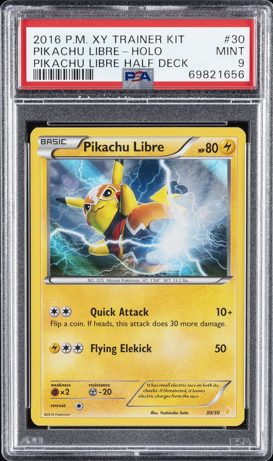 2016 Pokemon XY Trainer Kit Pikachu Libre Half Deck Pikachu Libre-Holo 30