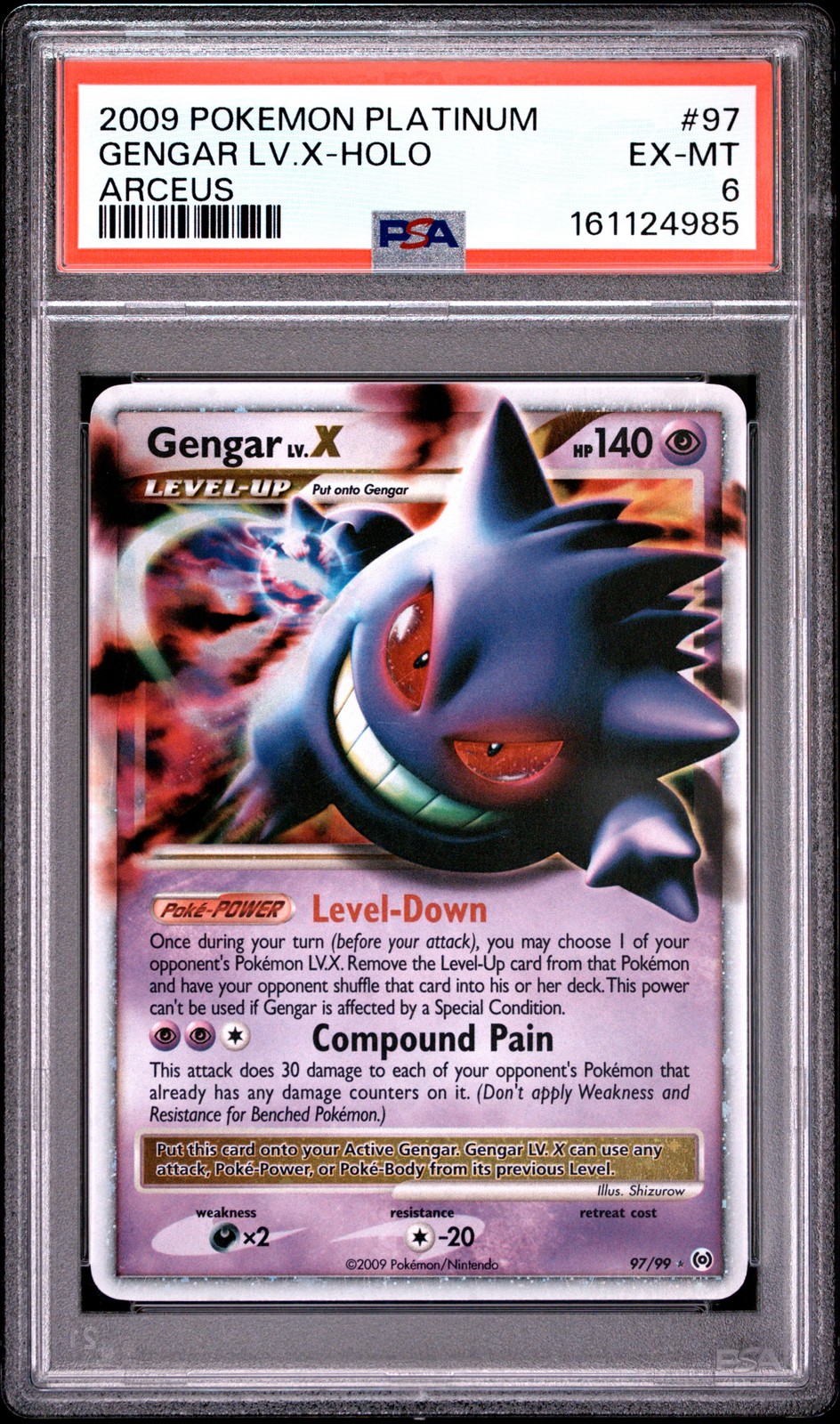 2009 Pokemon Platinum Arceus Gengar LV.X-Holo 97