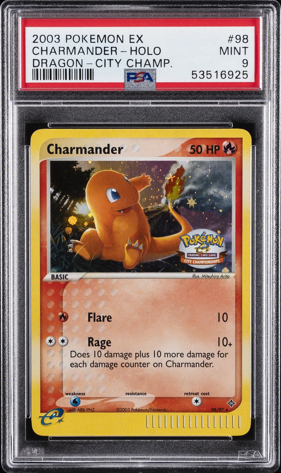 2003 Pokemon EX Dragon Charmander-Holo City Championships 98