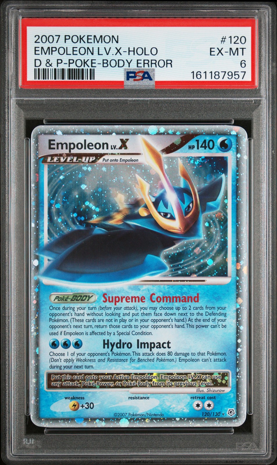 2007 Pokemon Diamond & Pearl Empoleon LV.X-Holo Poke-Body Error 120