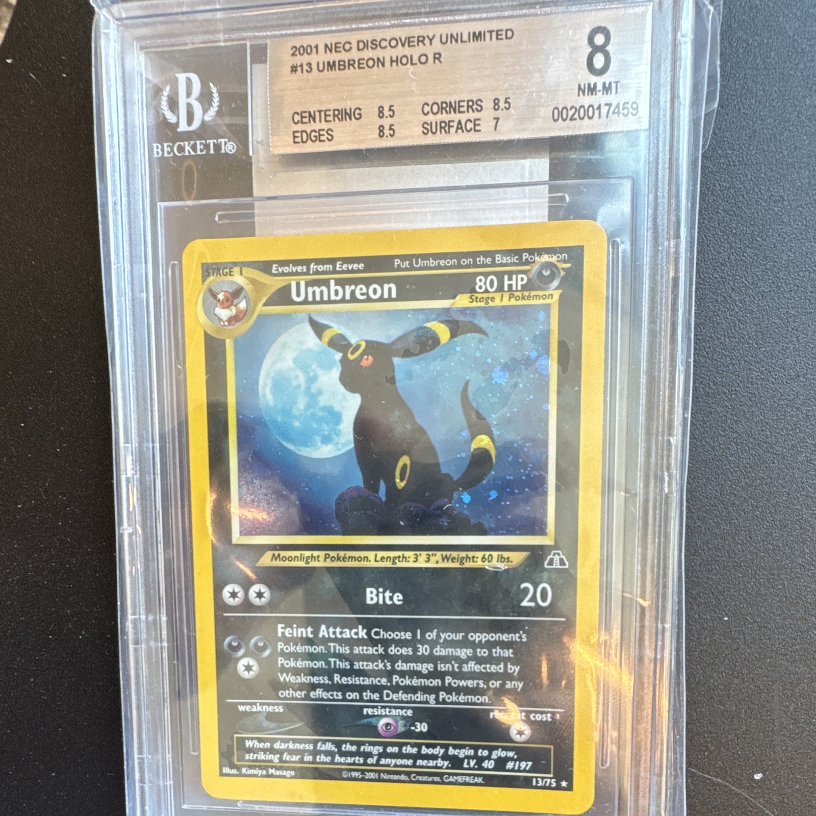2001 Pokemon Neo Discovery Unlimited Umbreon HOLO R 13