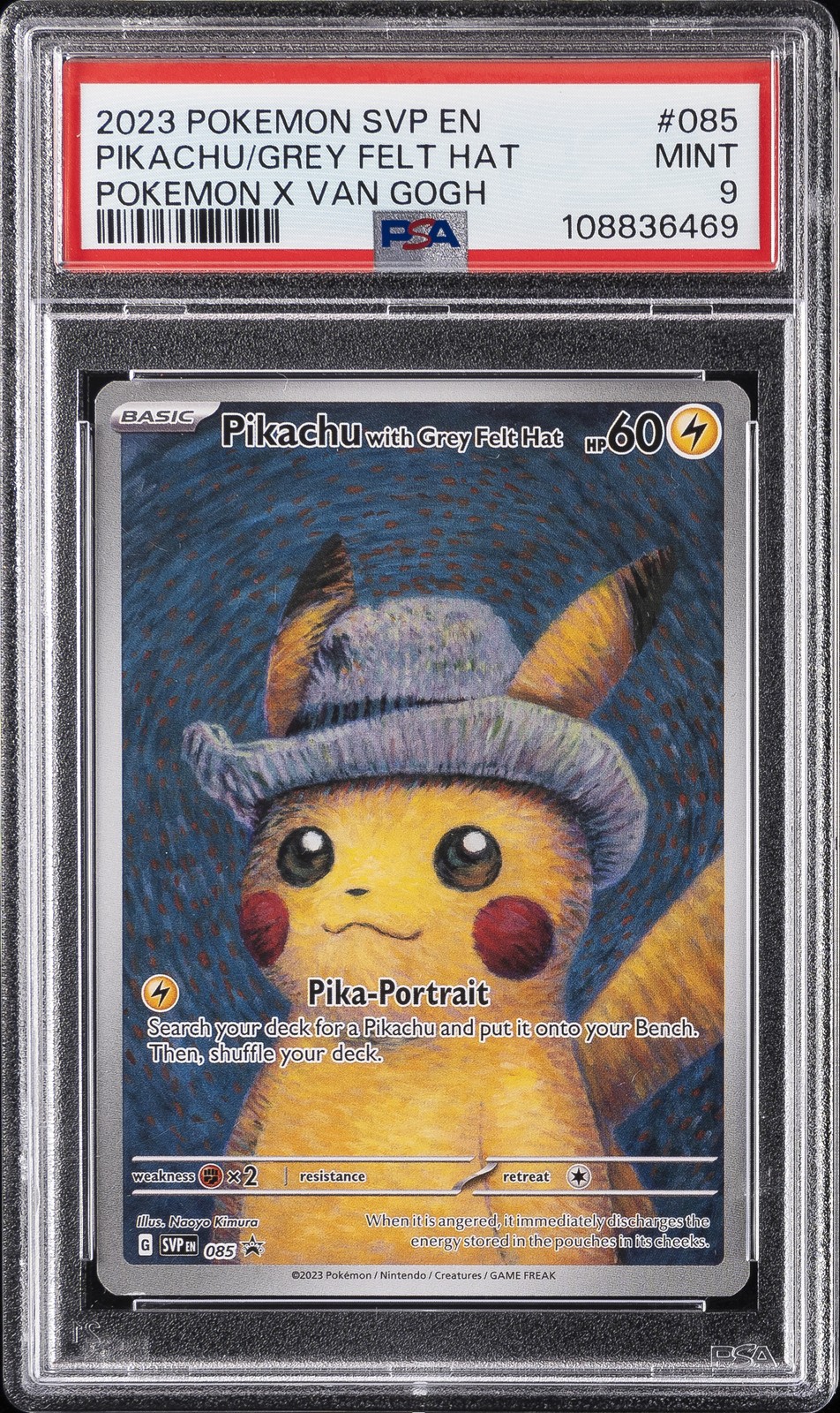 2023 Pokemon Svp EN-SV Black Star Promo Pikachu With Grey Felt Hat Pokemon X Van Gogh 085