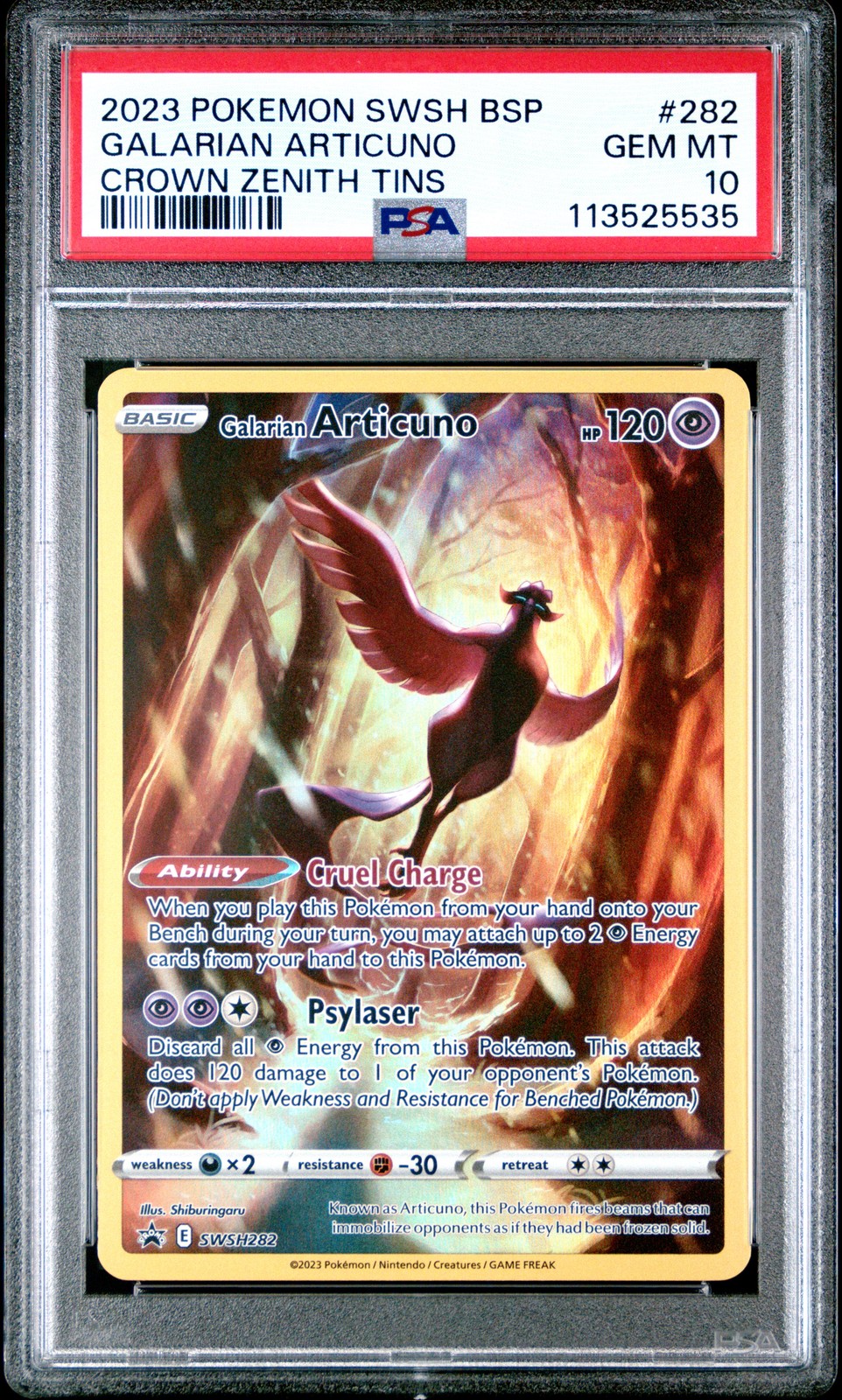 2023 Pokemon Swsh Black Star Promo Galarian Articuno Crown Zenith Tin 282