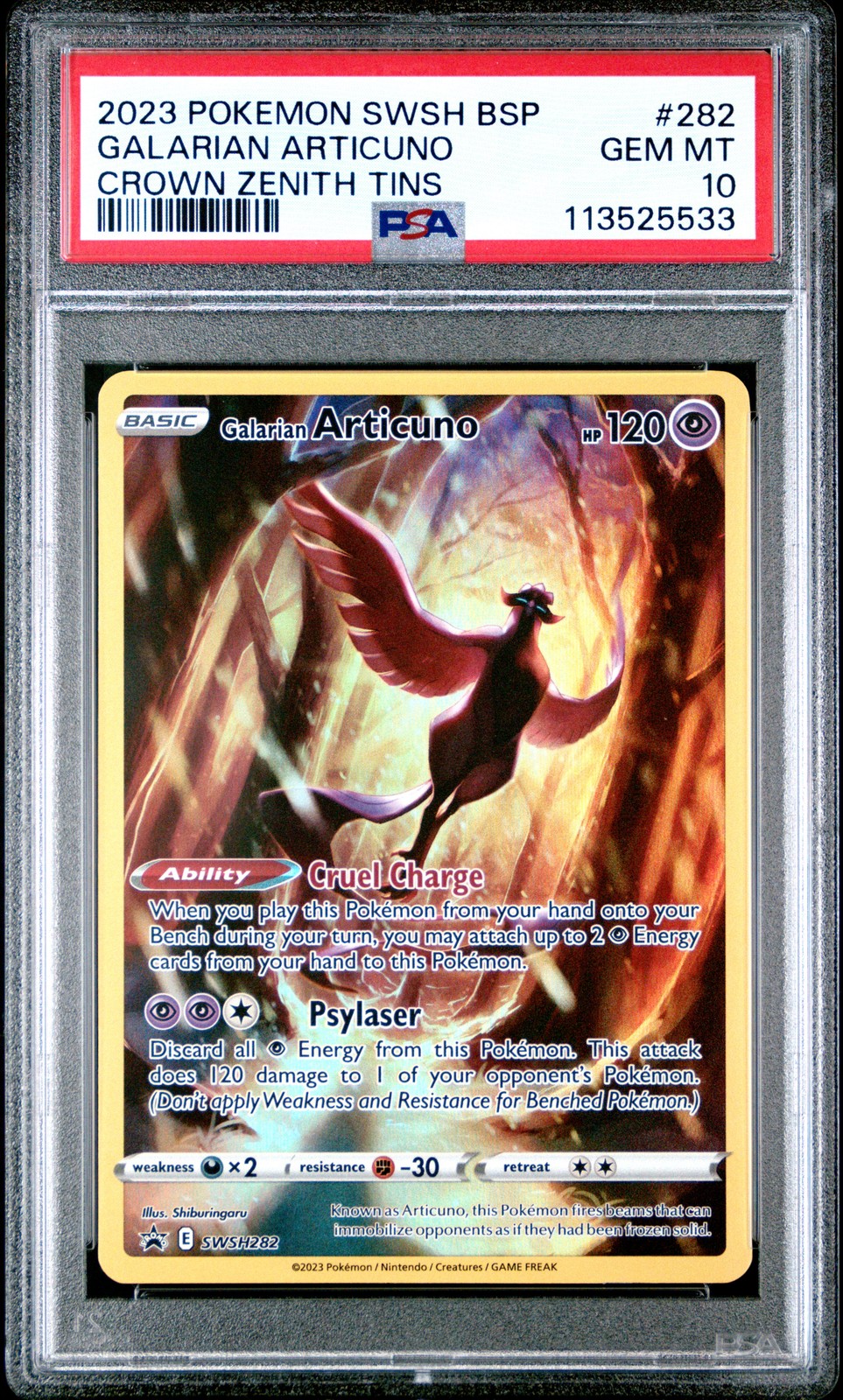 2023 Pokemon Swsh Black Star Promo Galarian Articuno Crown Zenith Tin 282