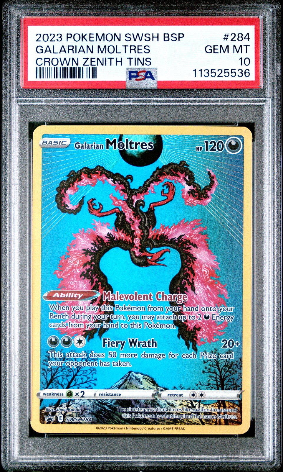 2023 Pokemon Swsh Black Star Promo Galarian Moltres Crown Zenith Tin 284