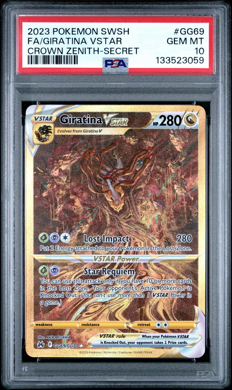 2023 Pokemon Sword and Shield Crown Zenith Full Art/Giratina Vstar Secret GG69