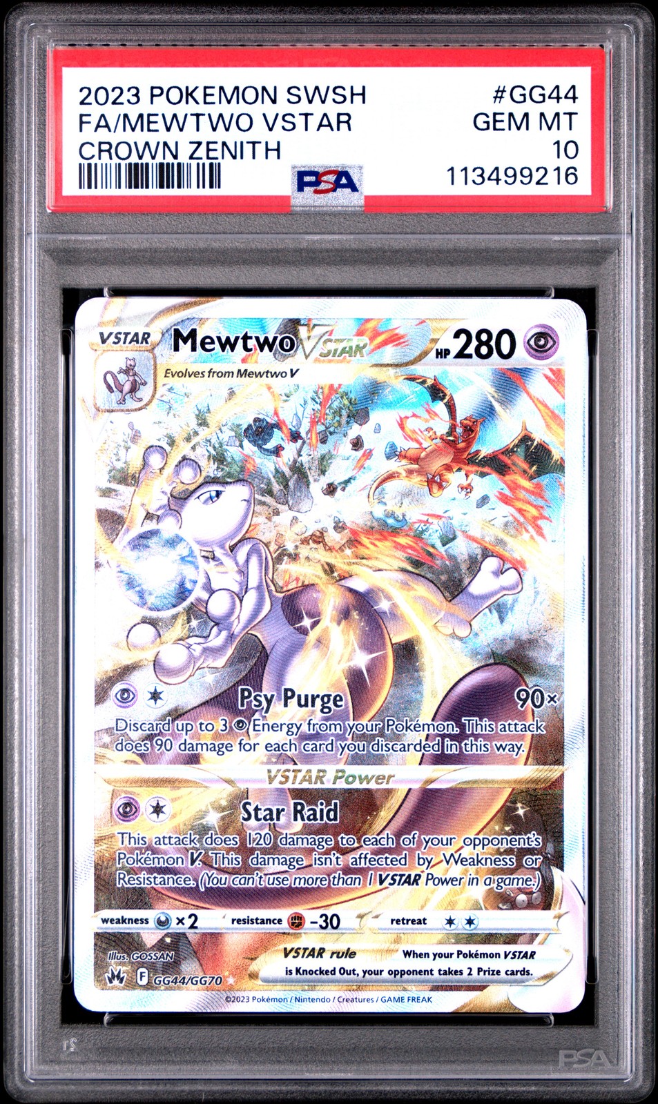 2023 Pokemon Sword and Shield Crown Zenith Full Art/Mewtwo Vstar GG44