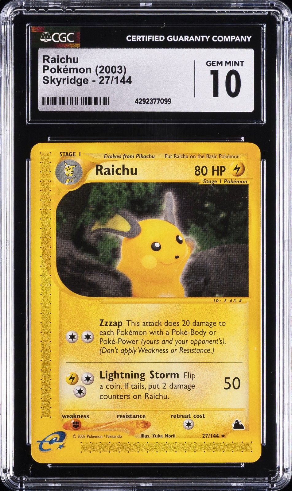 2003 Skyridge - English Raichu Rare 27/144