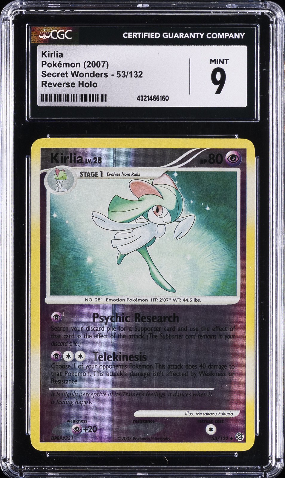 2007 Secret Wonders - English Kirlia Uncommon Reverse Holo 53/132