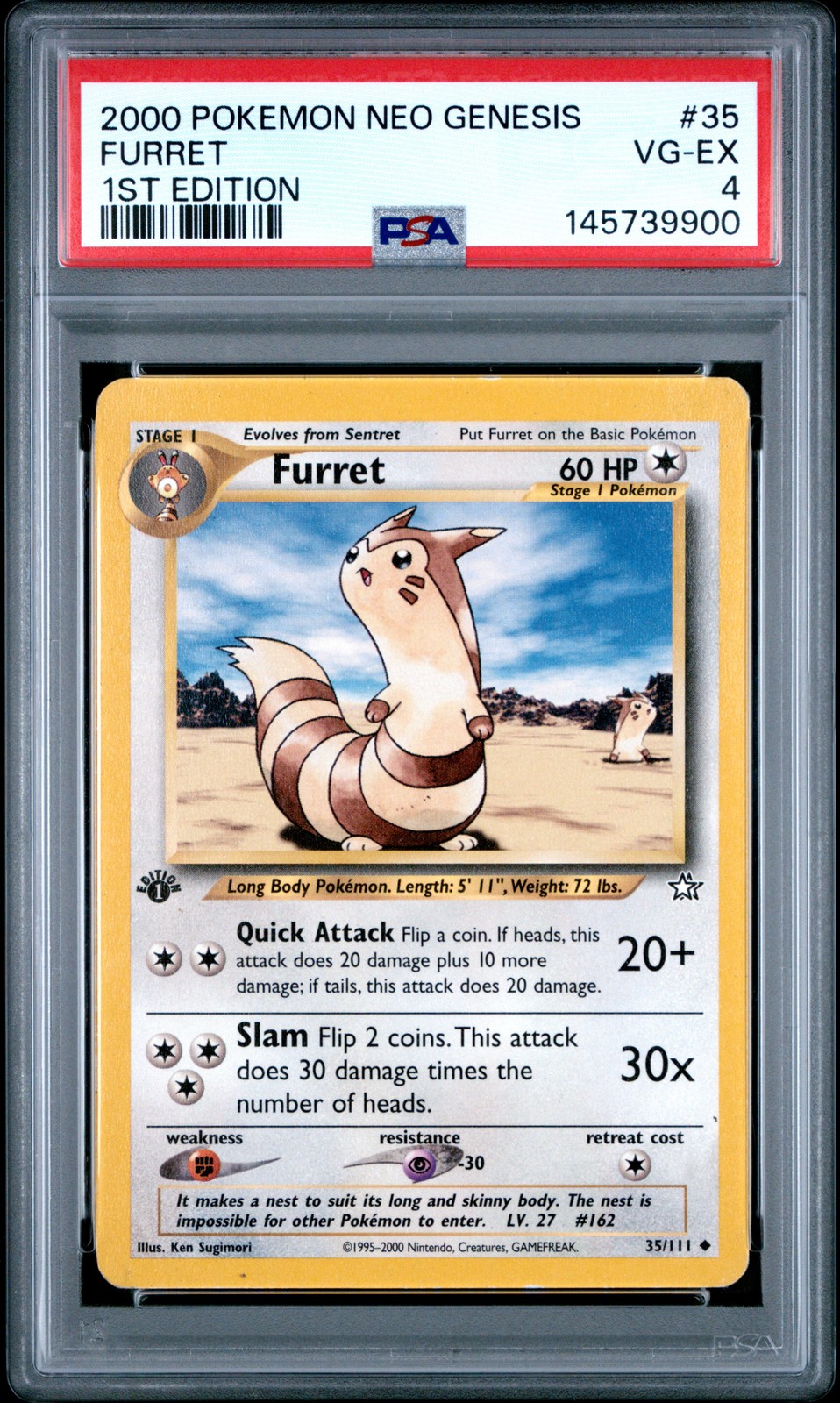 2000 Pokemon Neo Genesis 1st Edition Furret 35