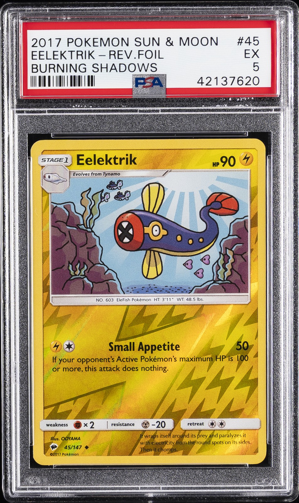 2017 Pokemon Sun & Moon Burning Shadows Eelektrik-Reverse Foil 45