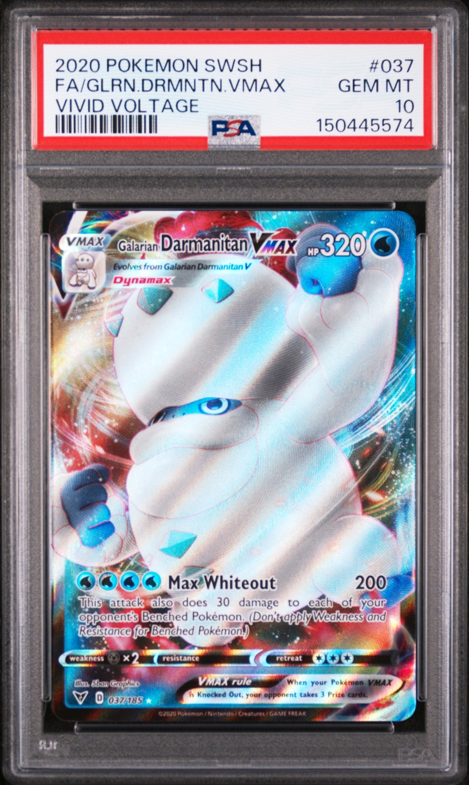 2020 Pokemon Sword & Shield Vivid Voltage Full Art/Galarian Darmanitan Vmax 037