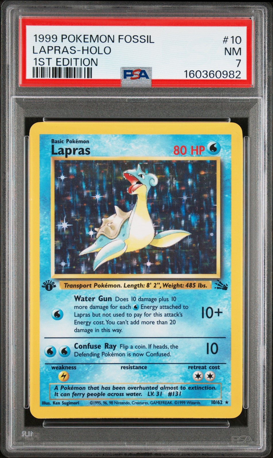 1999 Pokemon Fossil Lapras-Holo 1st Edition 10