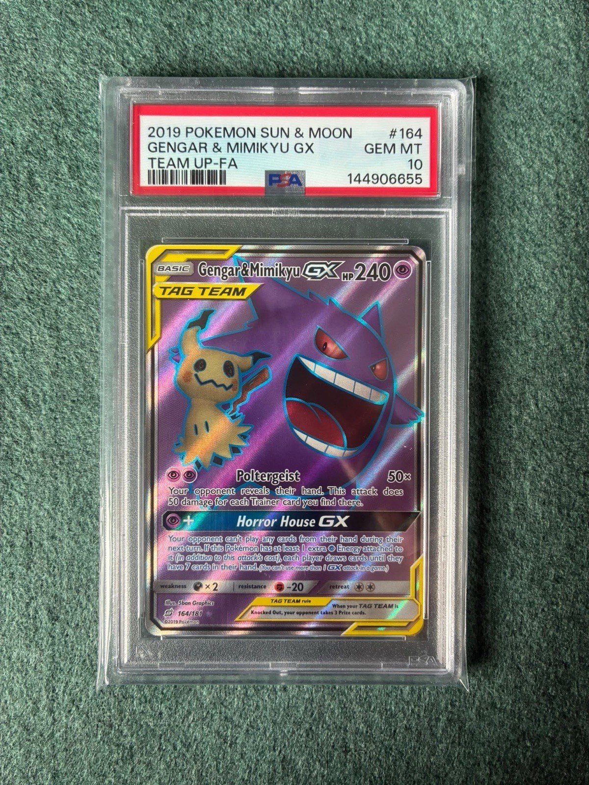 2019 Pokemon Sun & Moon Team Up Full Art/Gengar & Mimikyu GX 164