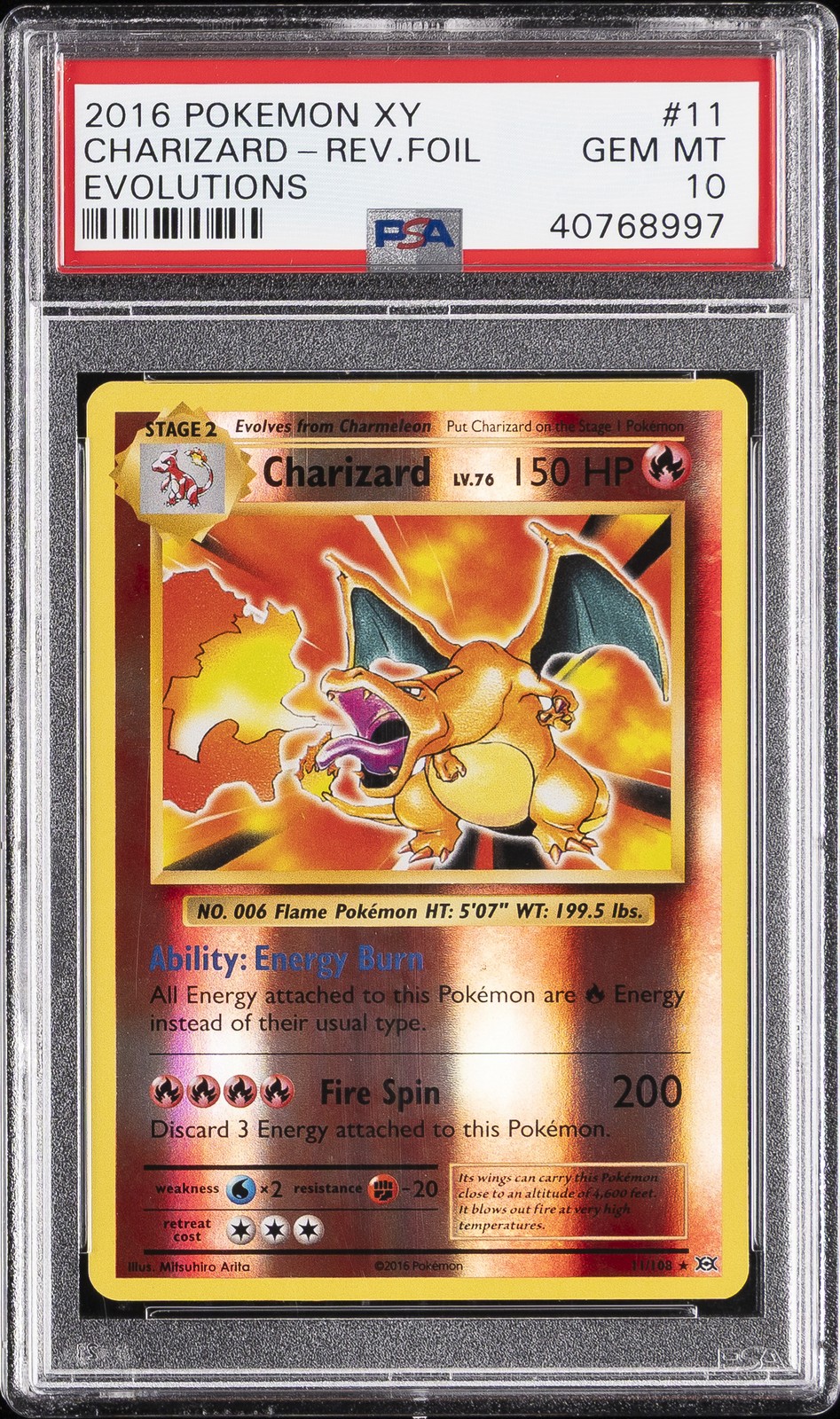2016 Pokemon XY Evolutions Charizard-Reverse Foil 11