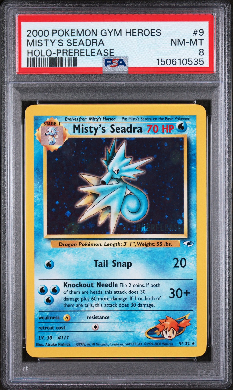 2000 Pokemon Gym Heroes Misty's Seadra Holo-Prerelease 9