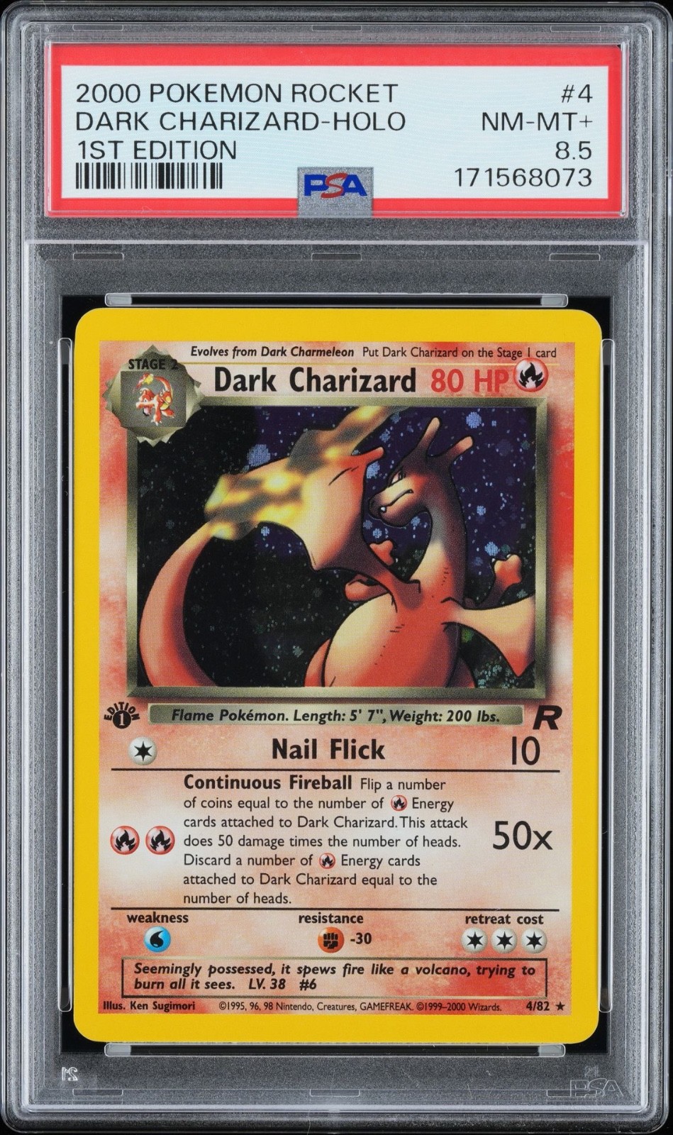 2000 Pokemon Rocket Dark Charizard-Holo 1st Edition 4