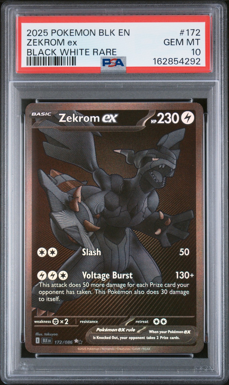 2025 Pokemon Blk EN-Black Bolt Zekrom EX Black White Rare 172