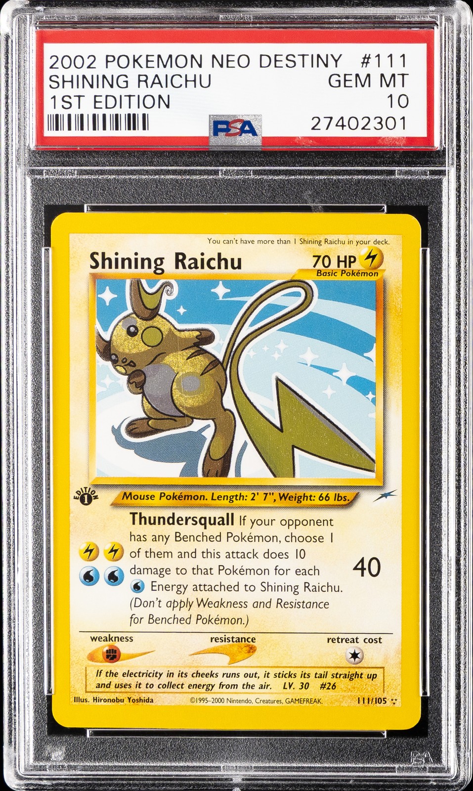 2002 Pokemon Neo Destiny Shining Raichu 1st Edition 111