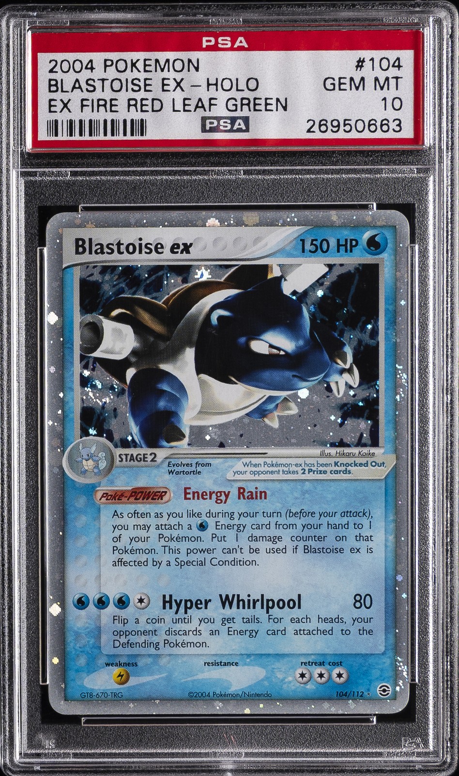 2004 Pokemon EX Fire Red & Leaf Green Blastoise EX-Holo 104