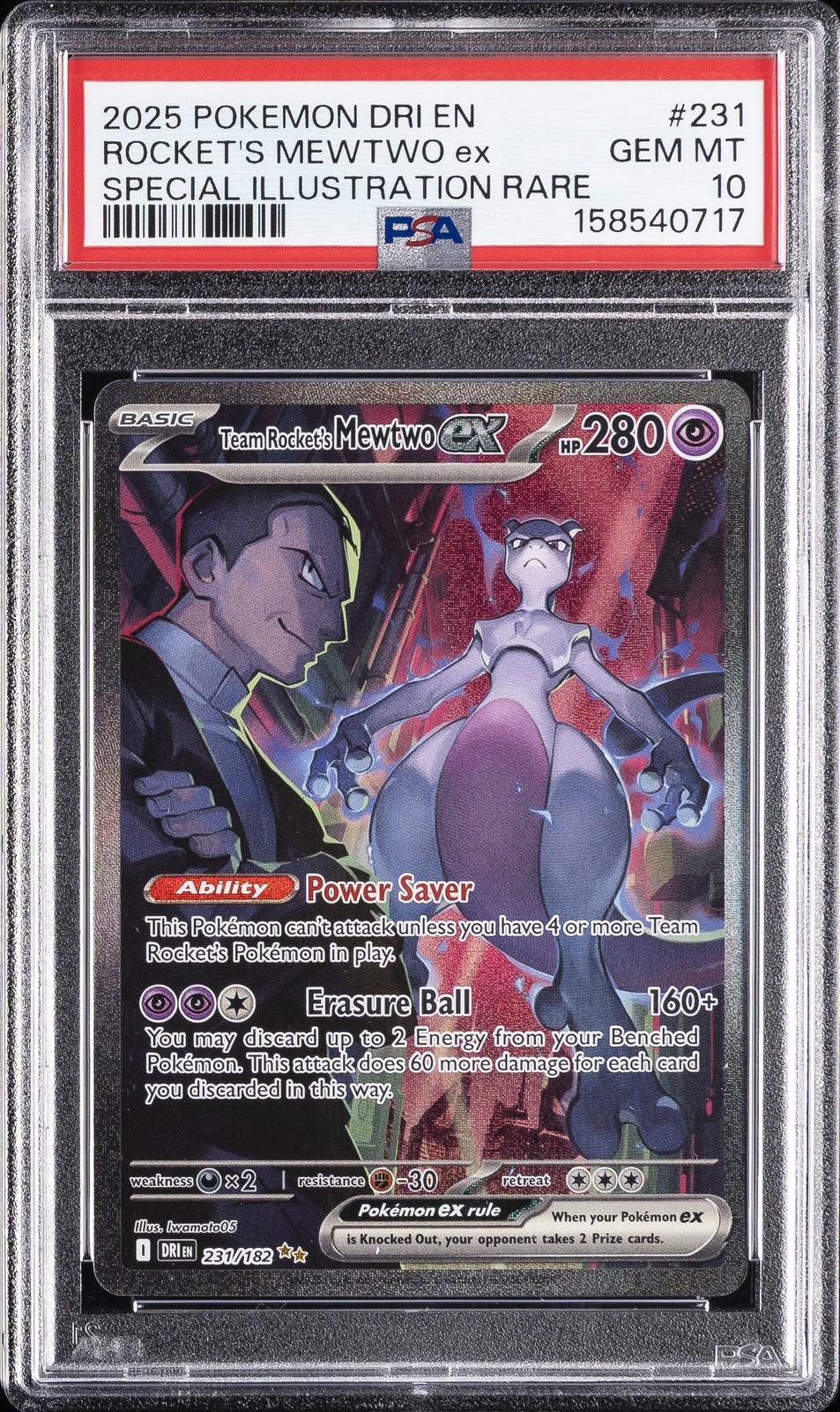 2025 Pokemon Dri EN-Destined Rivals Team Rocket's Mewtwo EX Special Illustration Rare 231