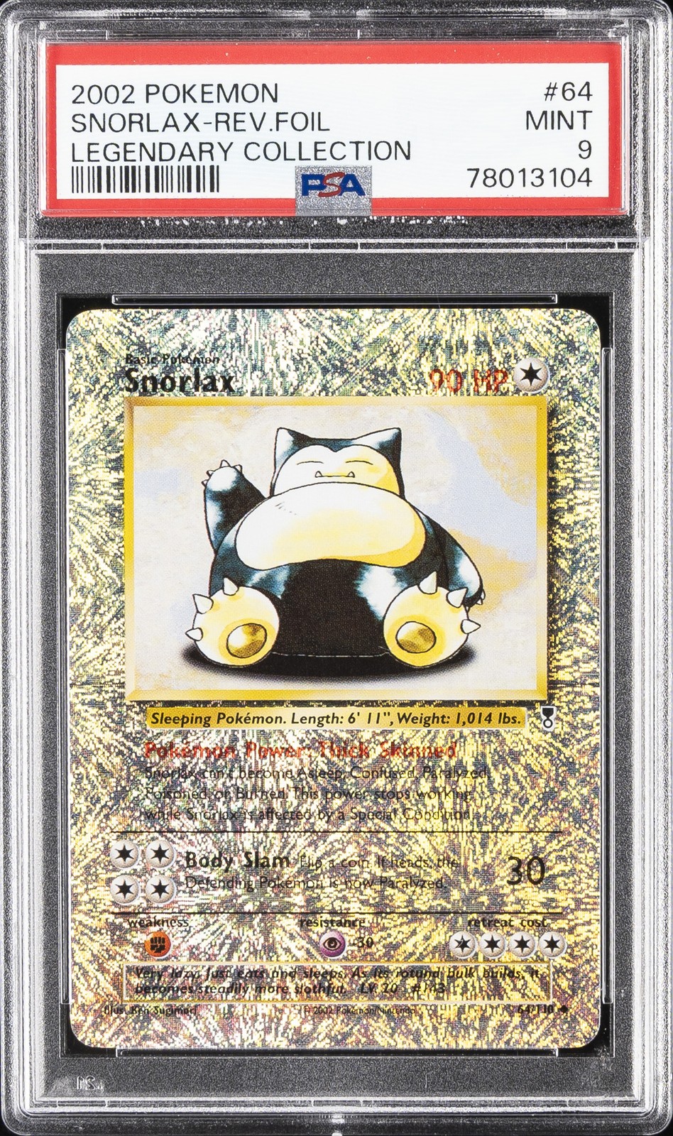 2002 Pokemon Legendary Collection Snorlax-Reverse Foil 64
