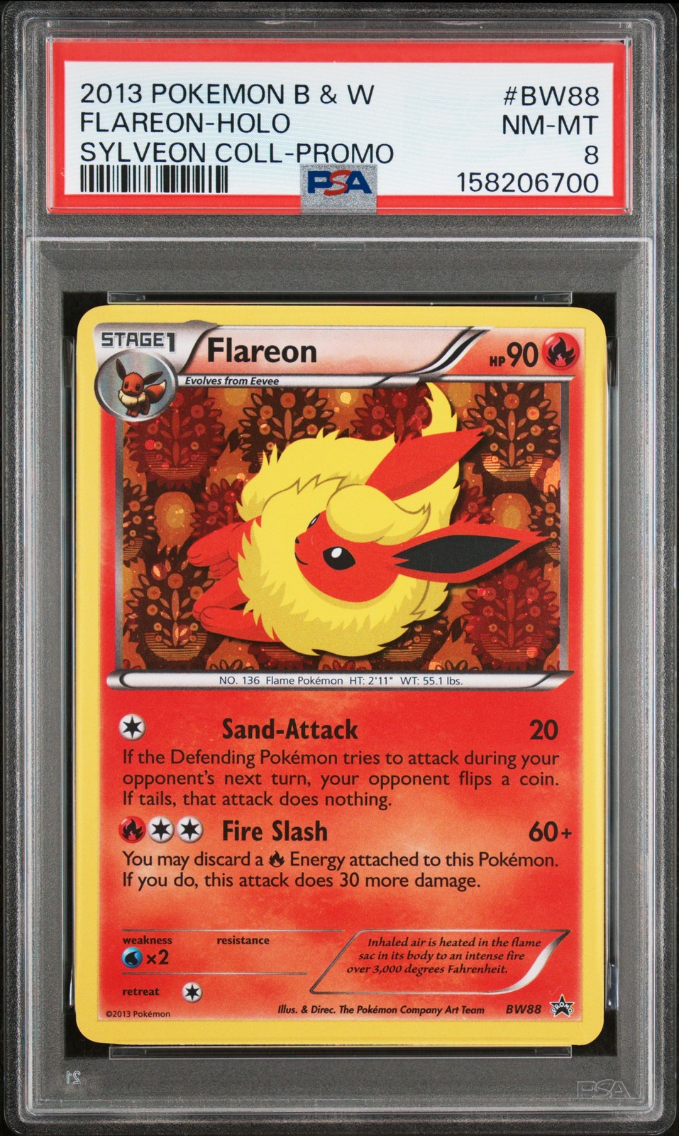 2013 Pokemon Black & White Promo Flareon-Holo Sylveon Collection BW88