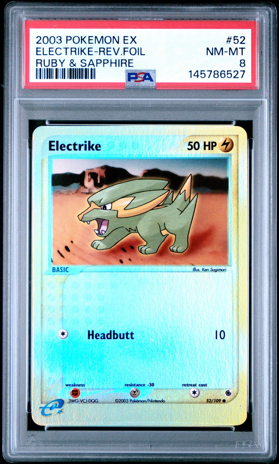 2003 Pokemon EX Ruby & Sapphire Electrike-Reverse Foil 52