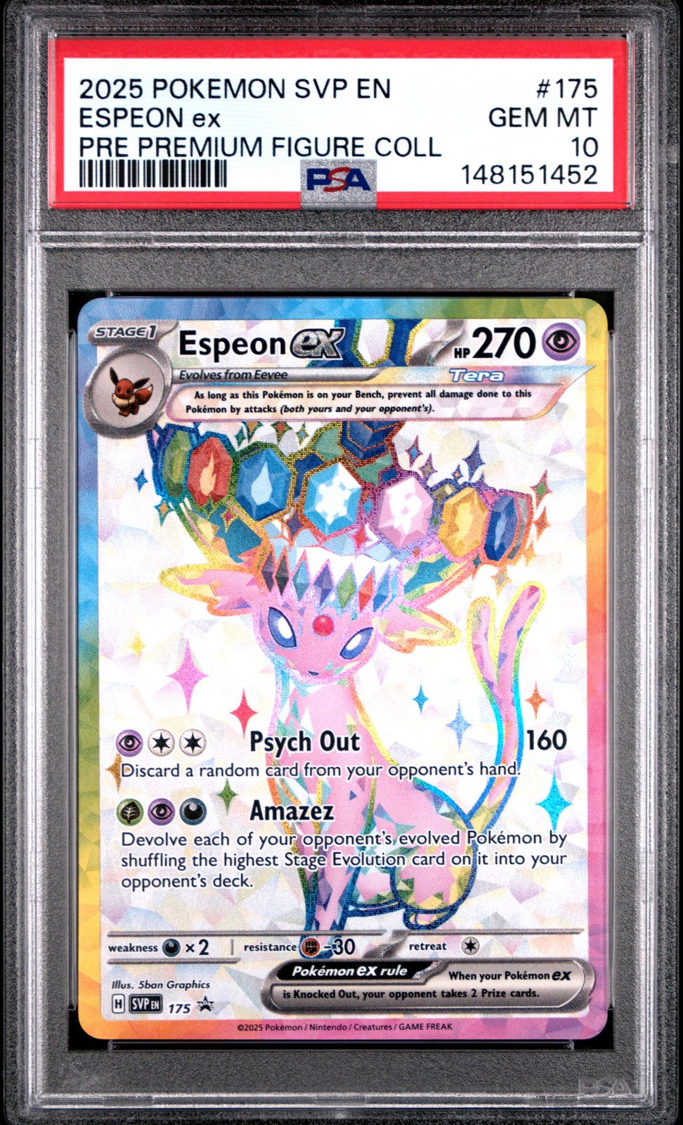 2025 Pokemon Svp EN-SV Black Star Promo Espeon EX Prismatic Evolutions Premium Figure Collection 175