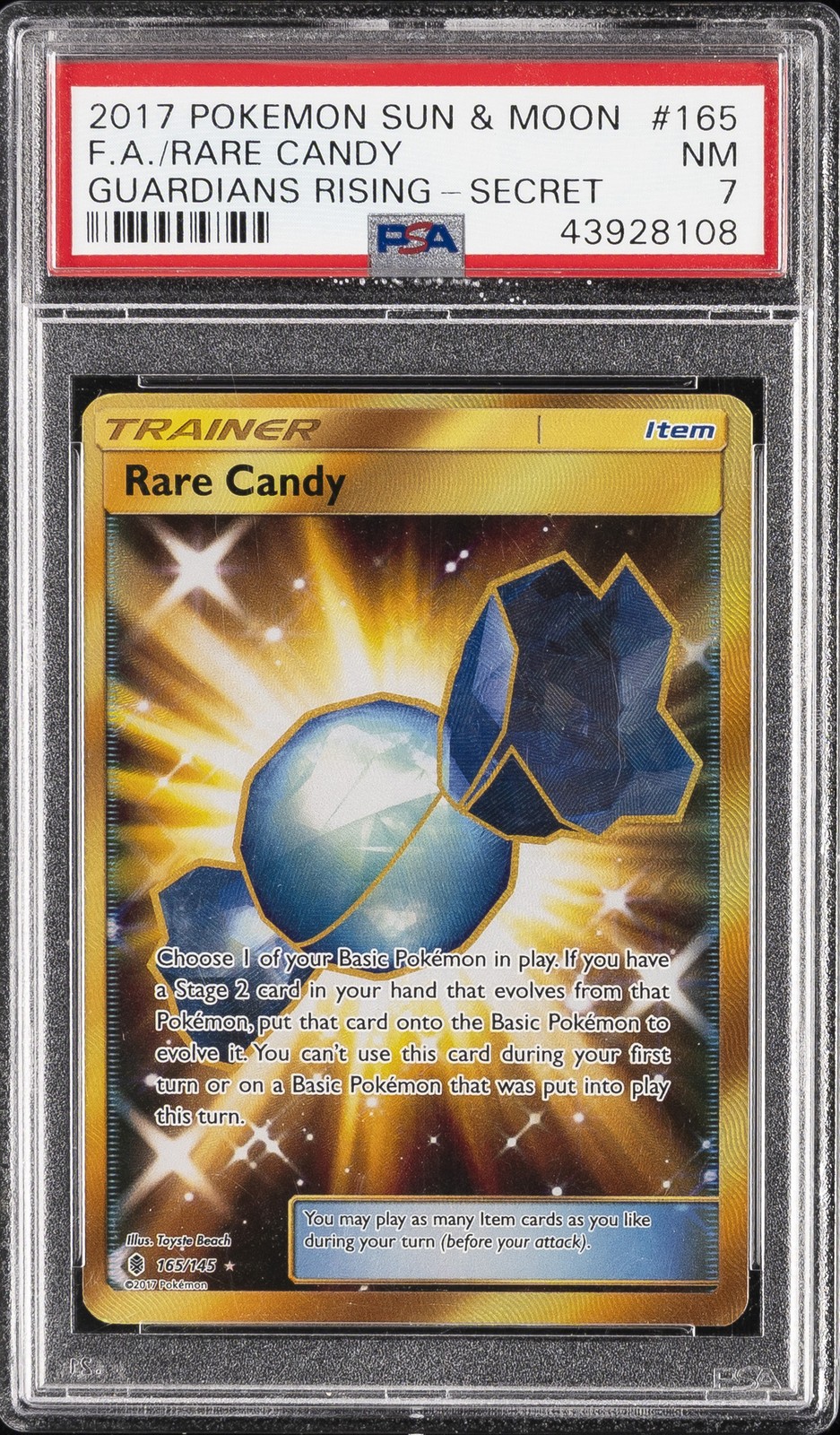 2017 Pokemon Sun & Moon Guardians Rising Full Art/Rare Candy Secret 165