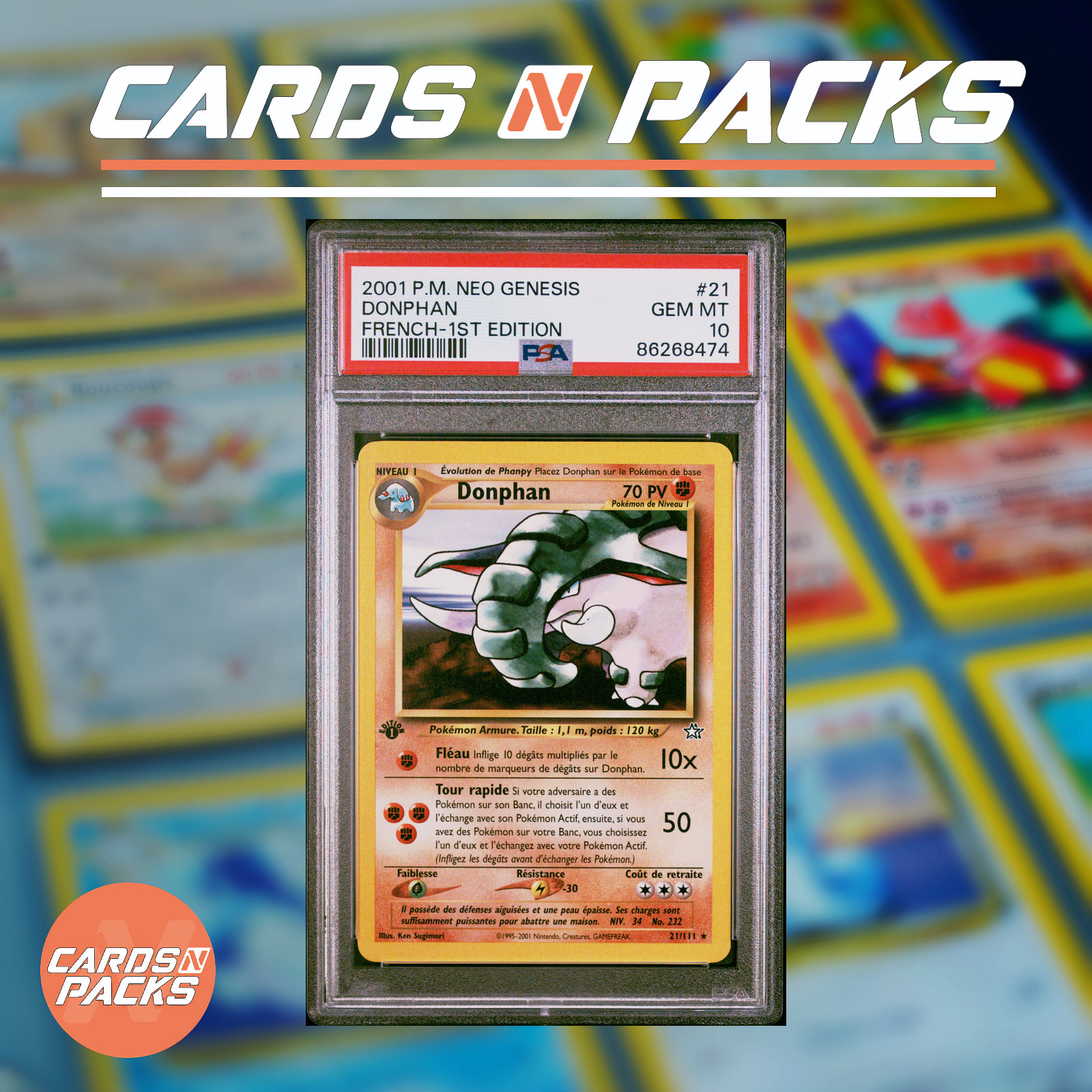 2001 Pokemon French Neo Genesis Donphan 1st Edition 21