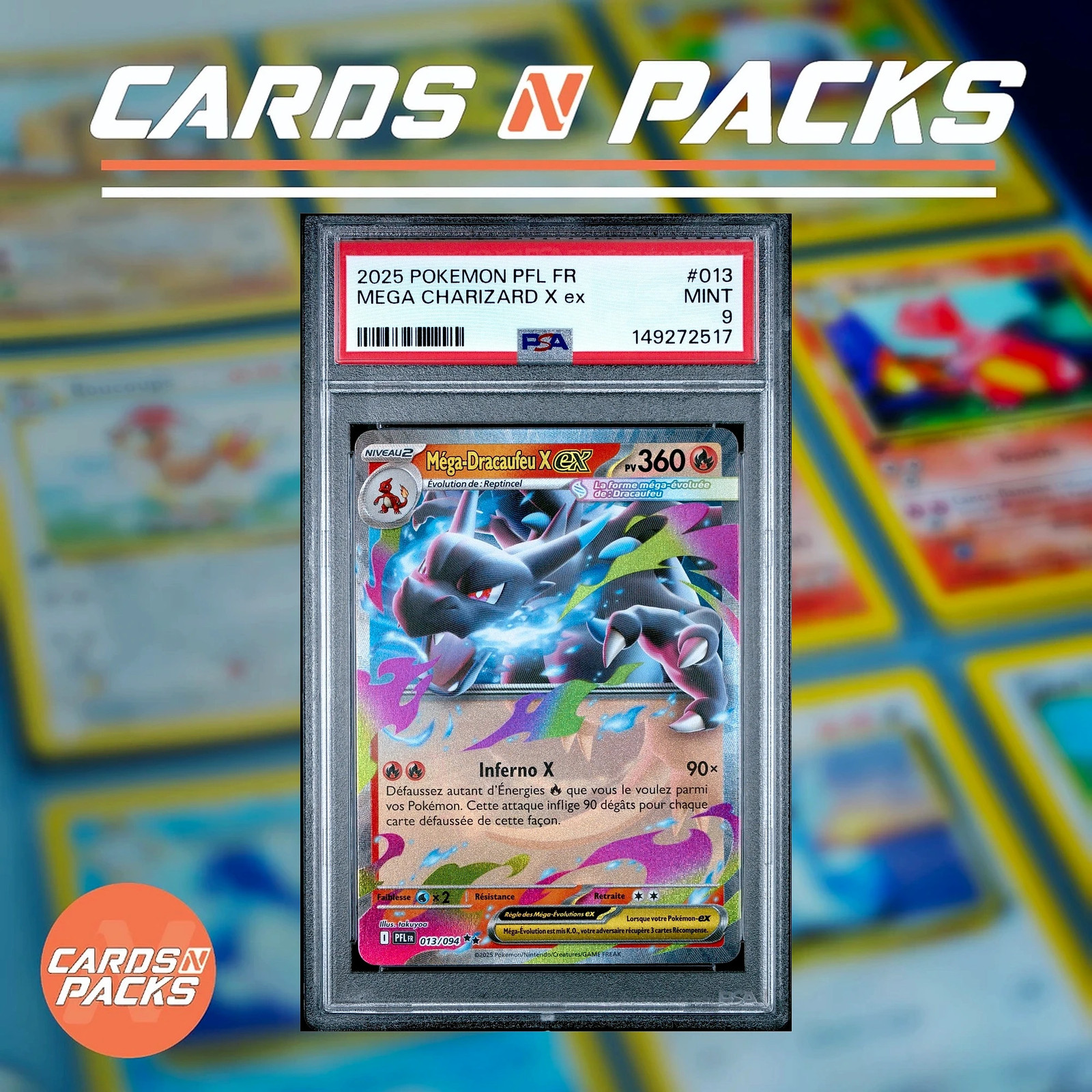 2025 Pokemon French Pfl FR-Phantasmal Flames Mega Charizard X EX 013