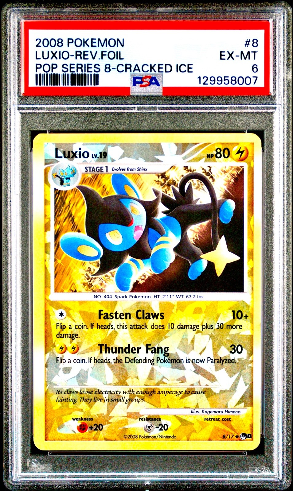 2008-09 Pokemon Pop Series 8 Luxio-Reverse Foil Cracked Ice 8